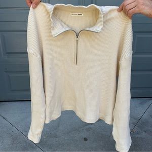 Reformation Yale quarter zip sweater waffle knit